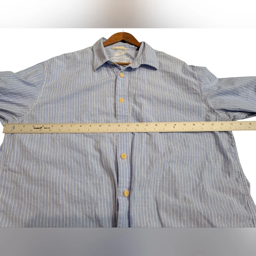 Tommy Bahama Shirt Mens XL Blue White Pinstripe Long Sleeve 100% Cotton - Picture 7 of 8
